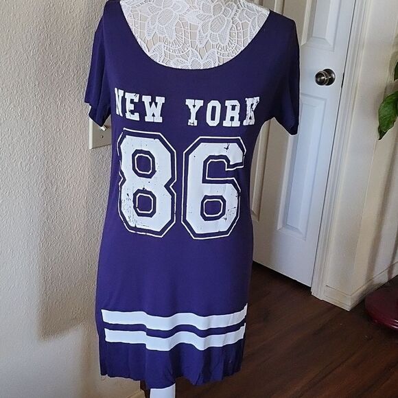 Gisele Distressed Retro Football Jersey Dress - Picture 1 of 6